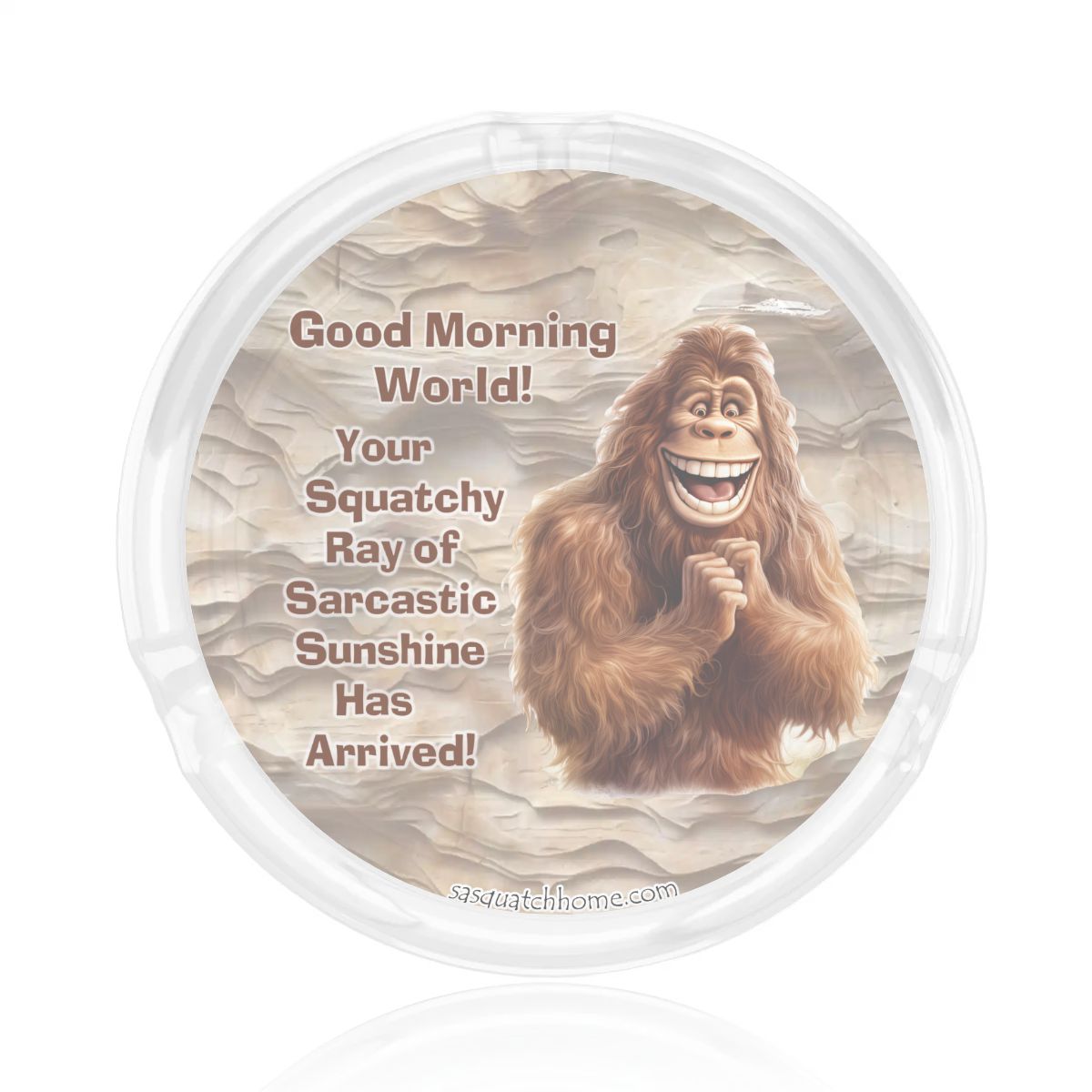 3 .3" Round, Lead Free Glass Ashtray - Bigfoot, Sasquatch