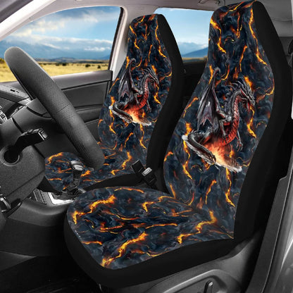 Fire Dragon on Lava, Car Seat Covers, Full 3 Piece Set