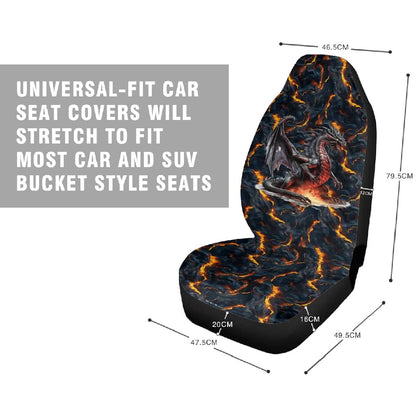 Fire Dragon on Lava, Car Seat Covers, Full 3 Piece Set