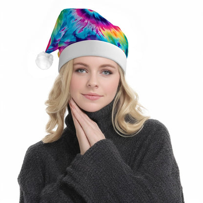19 Tie Dye Designs, Adult Plush Santa Hat with Light
