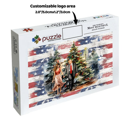 Donald & Melania Trump in Woods - Wooden Jigsaw Puzzle 300 pcs (Horizontal)