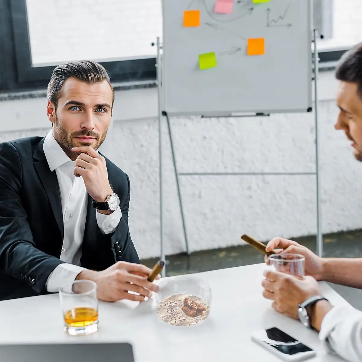 3 .3" Round, Lead Free Glass Ashtray - Bigfoot, Sasquatch