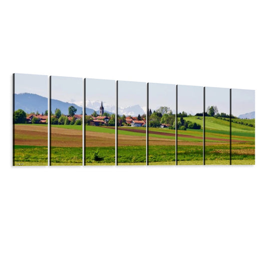 Panoramic Farm Scenery- 8 Panels Canvas Prints Wall Art