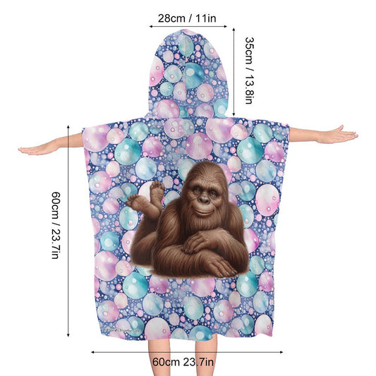 Bigfoot, Sasquatch Themed, Hooded Terry Cloth Pullover Towel for Kids, Children