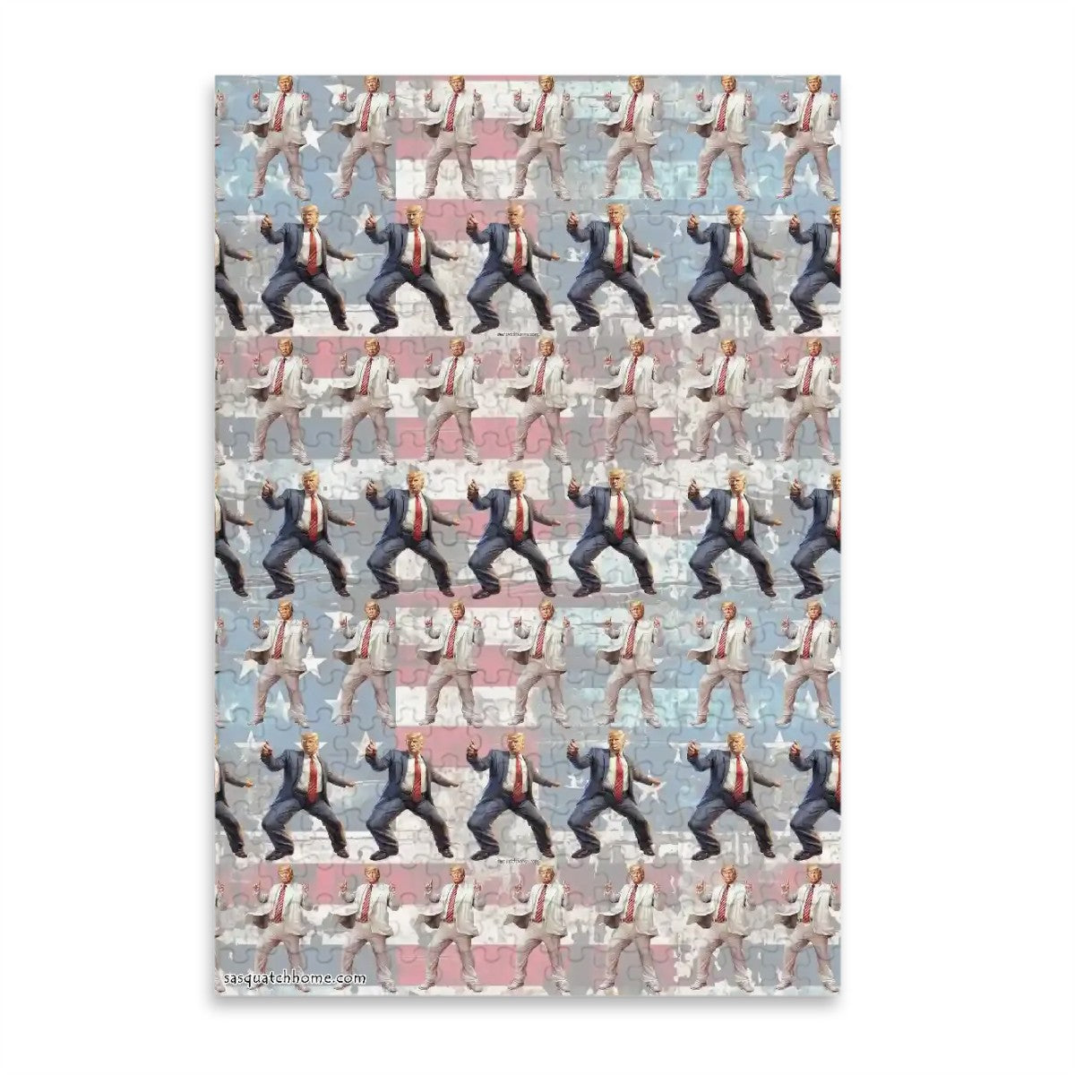 Donald Trump Dancing Over Flag- 300pc Wooden Jigsaw Puzzle