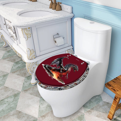 Dragon On Red, Universal Toilet Seat, Dragon toilet seat / Cover