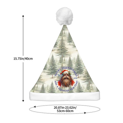 Bigfoot Sasquatch "Hairy Squatchmas", Adult Plush Santa Hat with Light
