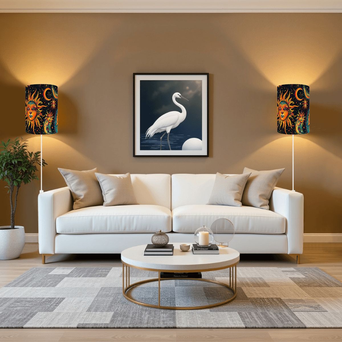 Astrology Design, Wall Sconces, Set of 2, Plug In