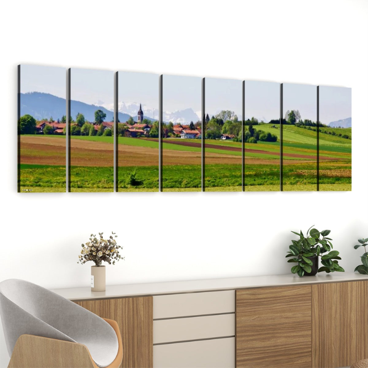Panoramic Farm Scenery- 8 Panels Canvas Prints Wall Art
