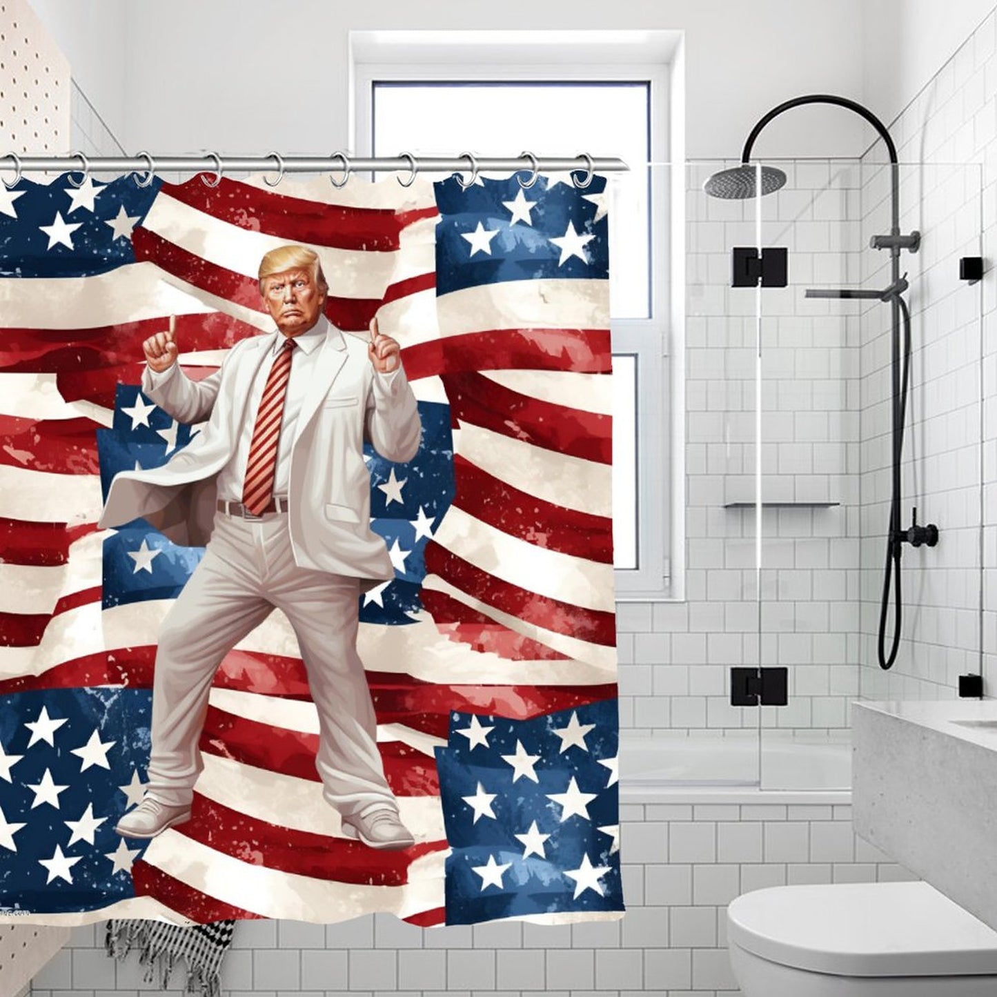 Donald Trump Dance 2 Waterproof Polyester Shower Curtain – Made in the USA – 70.8x70.8”