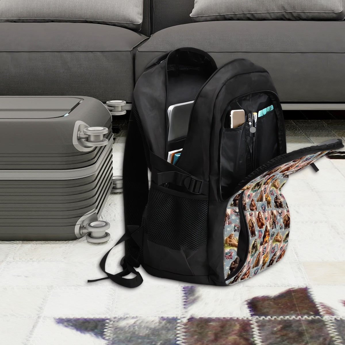 20 Bigfoot / Sasquatch Designs, Large Capacity, Laptop Bag with USB Charger