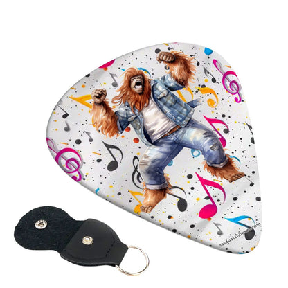 6 Guitar Picks with Keychain Snap Case- Dancing Sasquatch Bigfoot – 3 Thicknesses