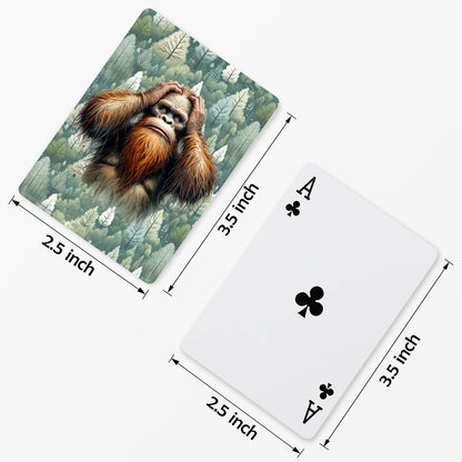 Sasquatch, Bigfoot, Hands on Head Poker Playing Cards