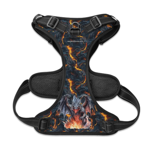 Fire Dragon on Lava, Oxford Fabric Dog Harness