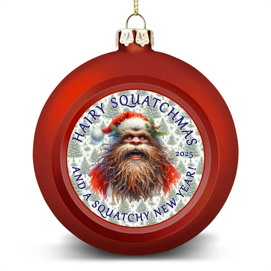 Bigfoot / Sasquatch Santa "Hairy Squatchmas..", Christmas Ball Ornaments