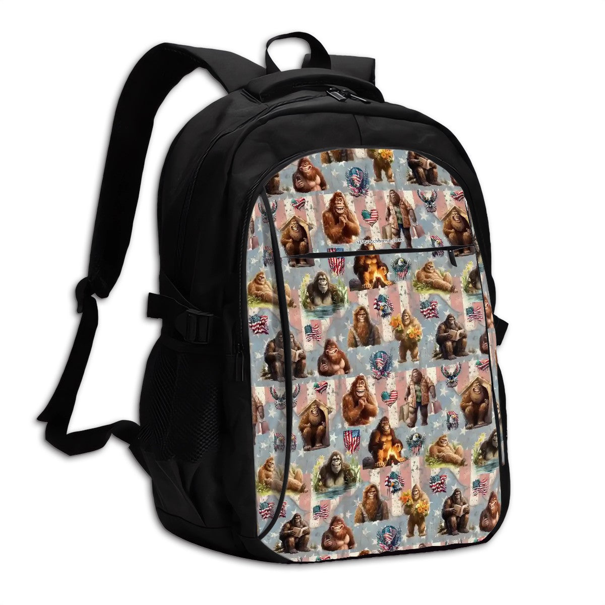 20 Bigfoot / Sasquatch Designs, Large Capacity, Laptop Bag with USB Charger