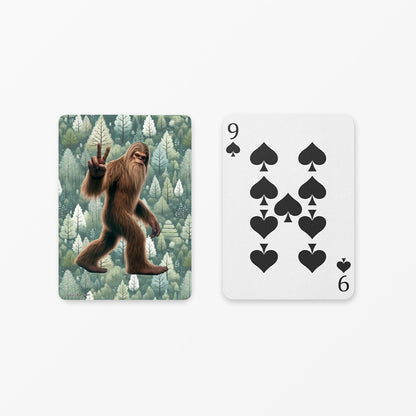 Sasquatch, Bigfoot Peace Sign Poker Playing Cards