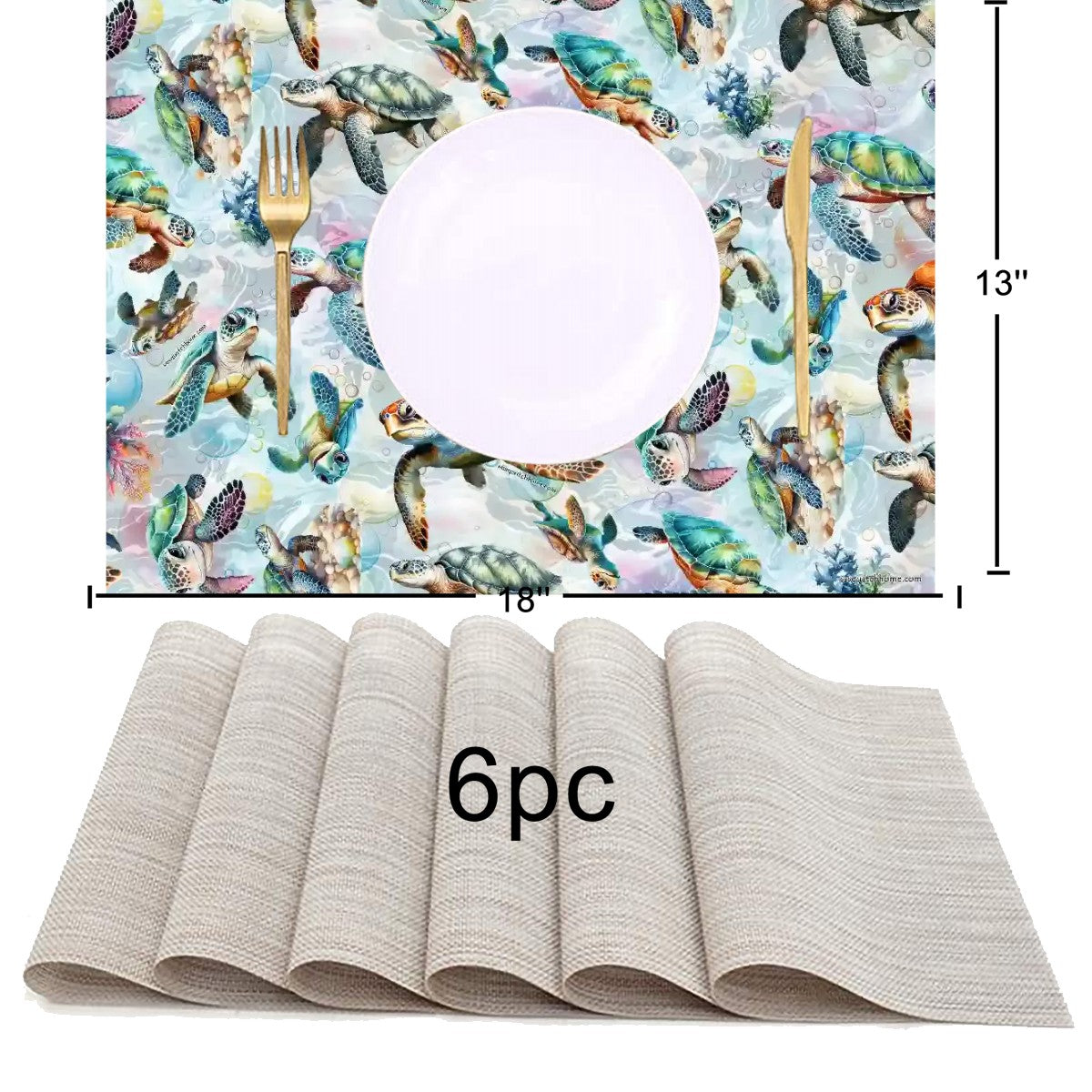 Animal Themed Table Runner, Placemats Set 7 Pieces