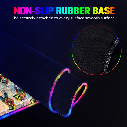 6 Alien Designs, Wireless Charging Gaming Mouse Pads / Mat With Lights - 2 Sizes