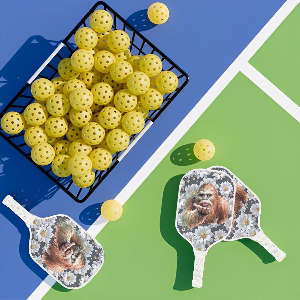 Bigfoot / Sasquatch Daisies 1 Pickleball Paddle-