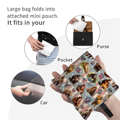 19 Bigfoot / Sasquatch Designs, Reusable, Folding Grocery Bags -