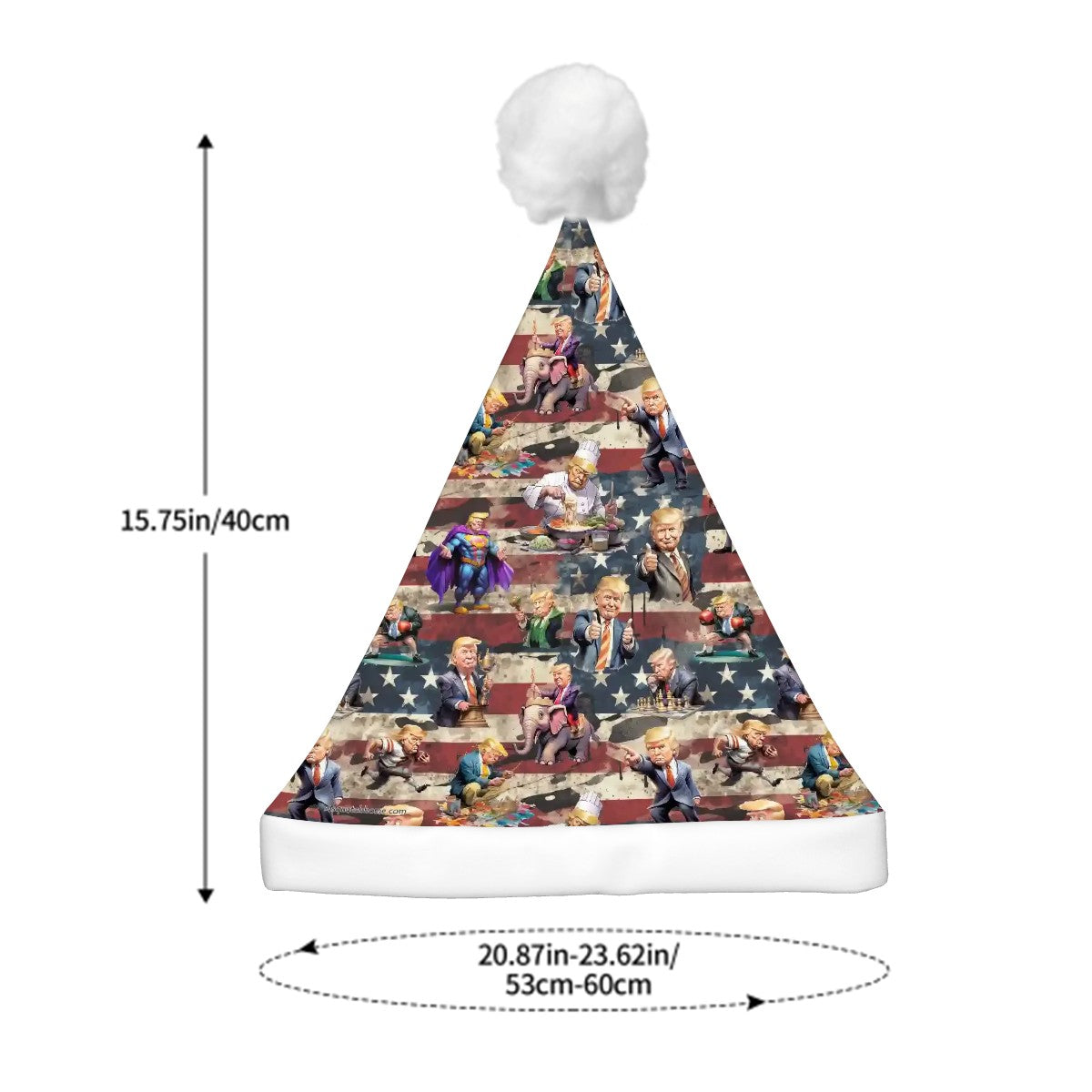 20 Donald Trump Designs, Adult Plush Santa Hat with Light