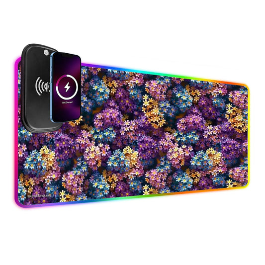 10 Beautiful Flower Designs, Wireless Charging Gaming Mouse Pads / Mat With Lights - 2 Sizes