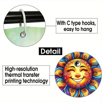 Happy Rainbow Sunshine Waterproof Polyester Shower Curtain – Made in the USA – 70.8x70.8”