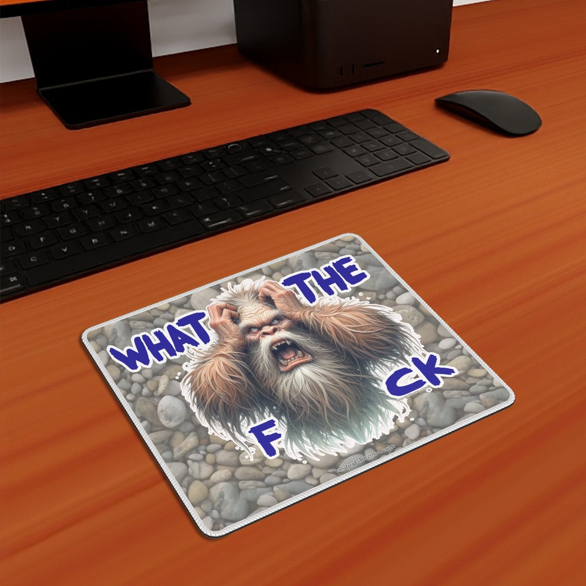 Bigfoot / Sasquatch "WTF", Mouse Pad with Rubber Lock Edge - 4 Sizes