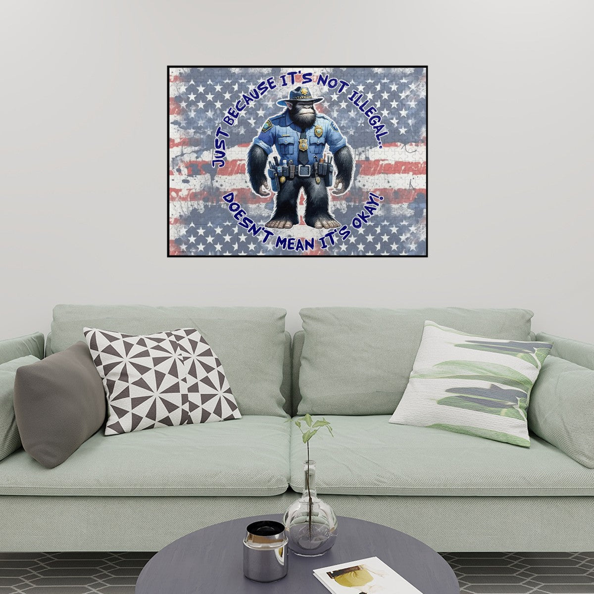 "Just Because It's Not Illegal" 500 Piece Wooden Sasquatch, Bigfoot, Jigsaw Puzzle