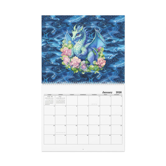 Dragons, 2026 14"x 11" inch Wall Calendar Personalize As Gift Home Decor, Gift for Holidays, Office Organization