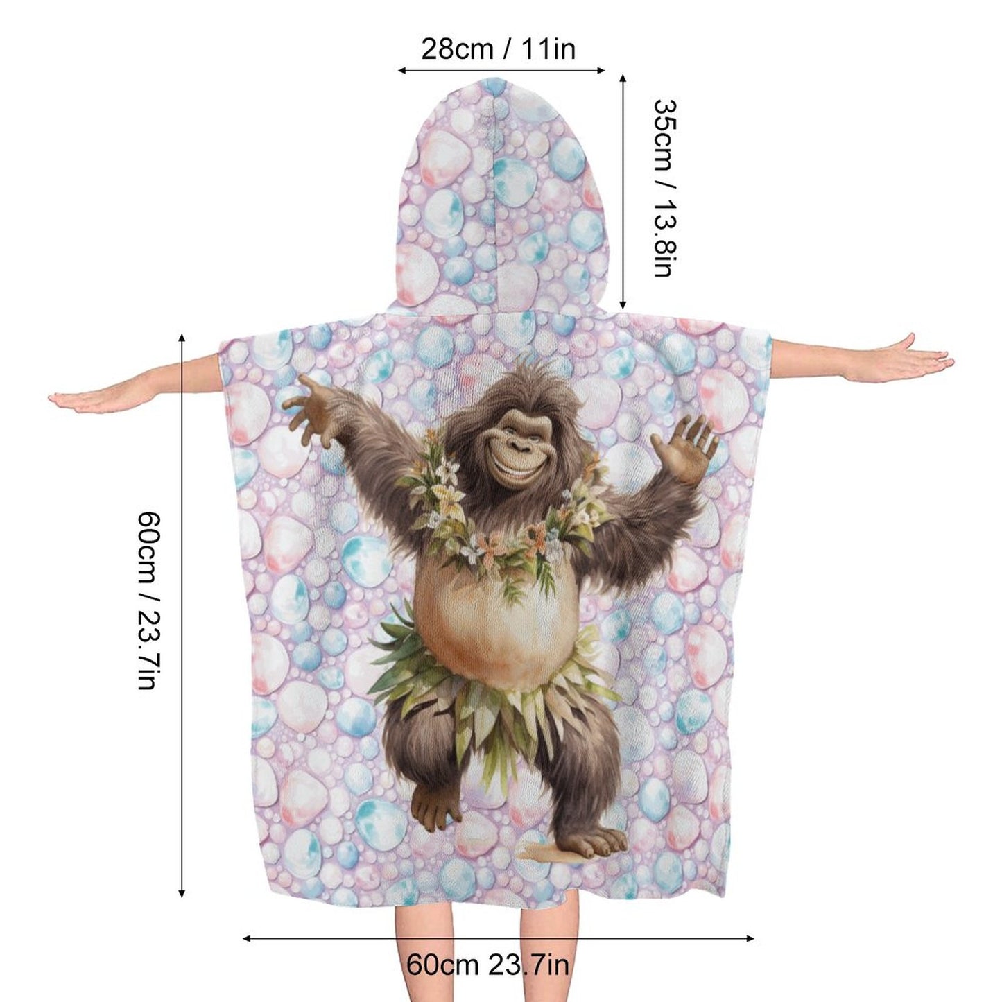 Dancing Bigfoot, Sasquatch, Terry Cloth Hooded Towel for Kids, Children