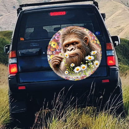 Flowers Sasquatch Bigfoot Tire Cover - Protect Your Spare with Style