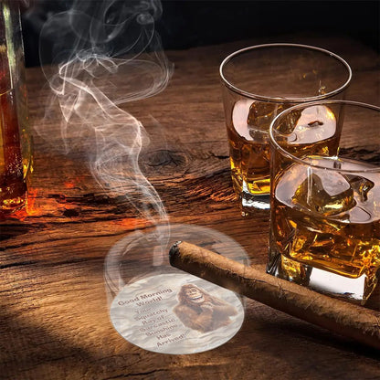 3 .3" Round, Lead Free Glass Ashtray - Bigfoot, Sasquatch