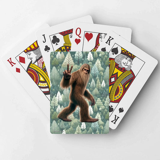 Sasquatch, Bigfoot Peace Sign Poker Playing Cards
