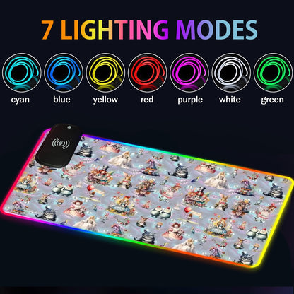 20 Misc Designs, Wireless Charging Gaming Mouse Pads / Mat With Lights - 2 Sizes