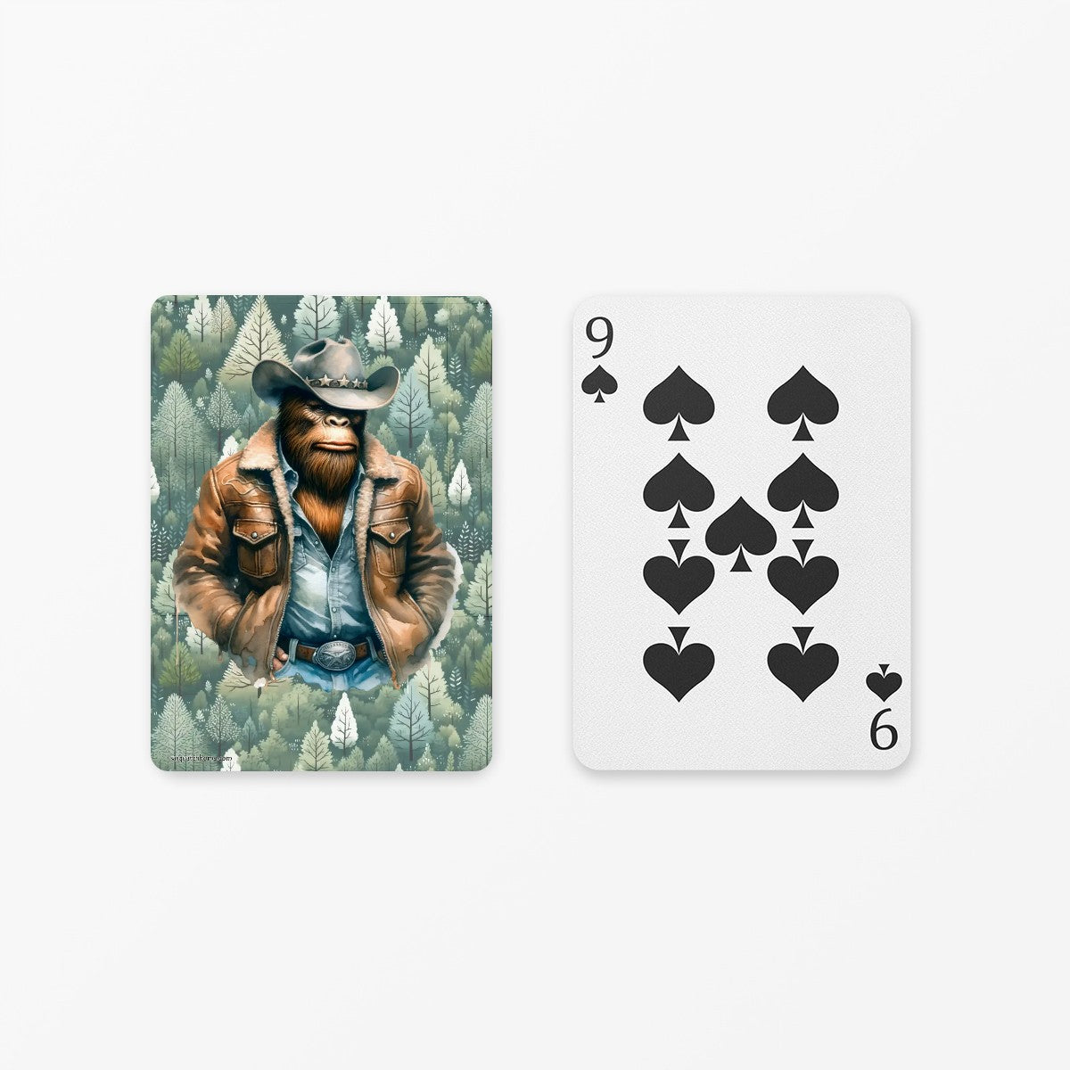 Cowboy Sasquatch, Bigfoot, Poker Playing Cards