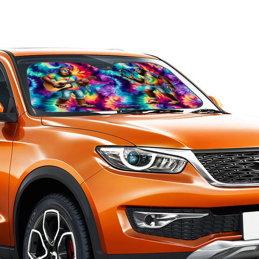 Hippie Bigfoot / Sasquatch Music, Auto Car Windshield Sun Shade