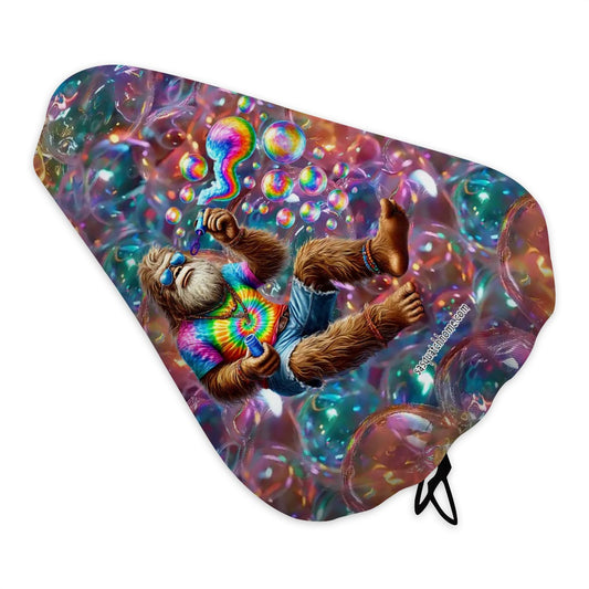 Hippie Bigfoot / Sasquatch Blowing Bubbles, Waterproof Bike Seat Cover