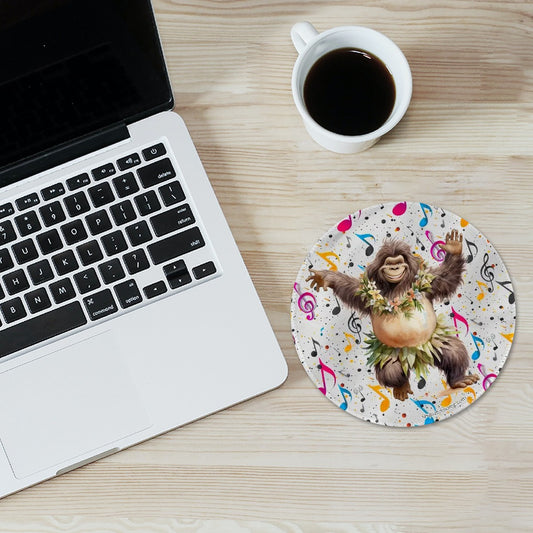 8” Round Mouse pad, Bigfoot / Sasquatch – Anti slip rubber –