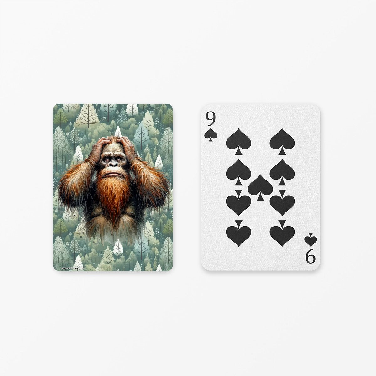 Sasquatch, Bigfoot, Hands on Head Poker Playing Cards