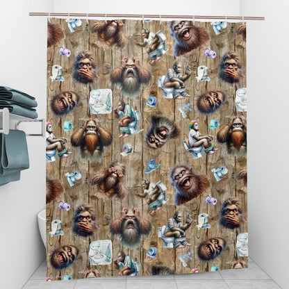 Sasquatch, Bigfoot Themed Polyester Shower Curtain  - 60”x72”