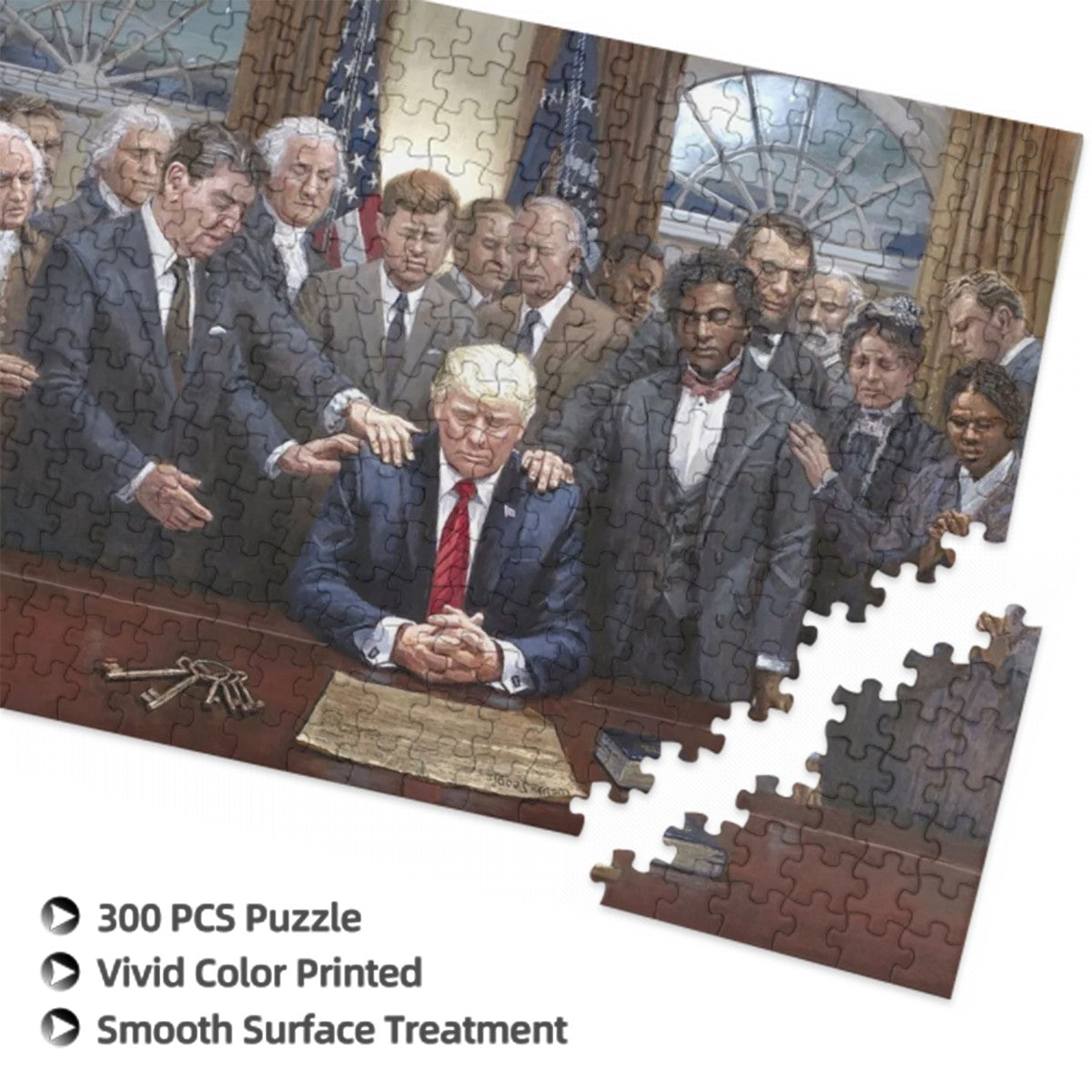 Donald Trump With Historical Figures Wooden Jigsaw Puzzle 300 pcs (Horizontal)