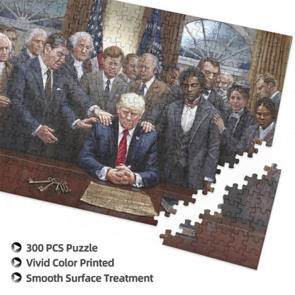 Donald Trump With Historical Figures Wooden Jigsaw Puzzle 300 pcs (Horizontal)