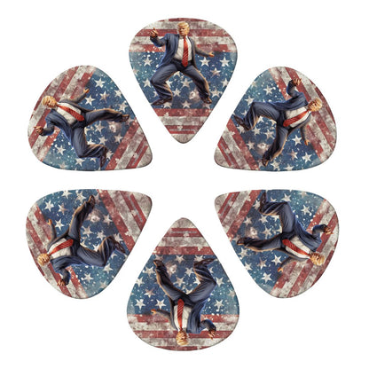6 Guitar Picks with Keychain Snap Case- Donald Trump Dancing – 3 Thicknesses