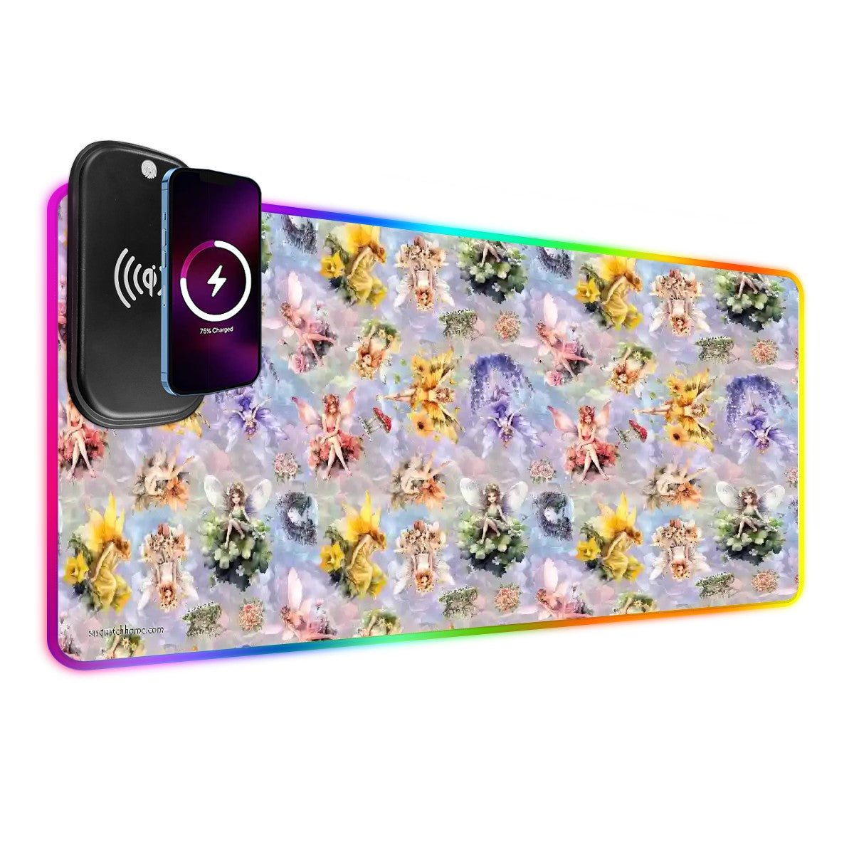 6 Fairy Designs, Wireless Charging Gaming Mouse Pads / Mat With Lights - 2 Sizes