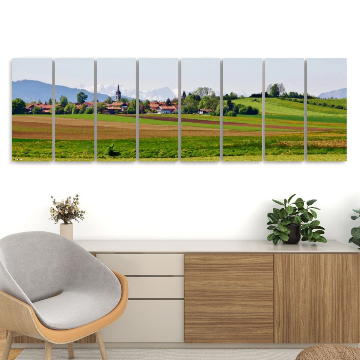 Panoramic Farm Scenery- 8 Panels Canvas Prints Wall Art