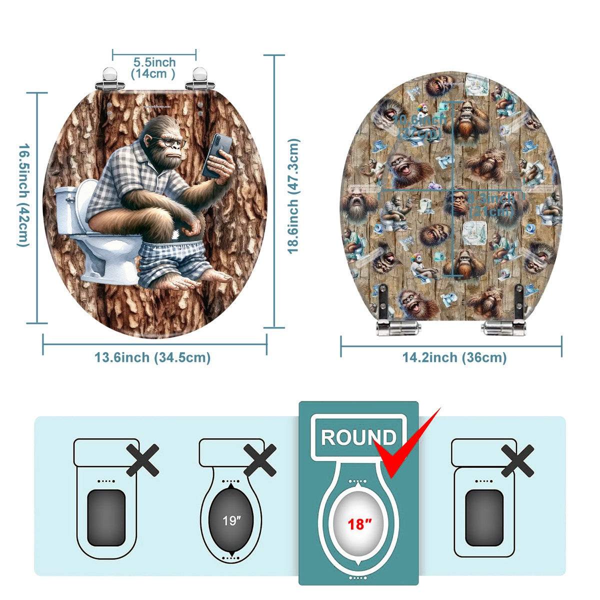 Bigfoot Sasquatch Universal Toilet Seat