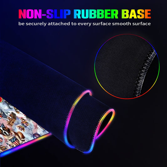 8 Patriot Designs, Wireless Charging Gaming Mouse Pads / Mat With Lights - 2 Sizes