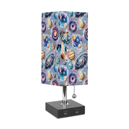 20 Misc Designs, Square Table Lamp with USB Ports, Charger